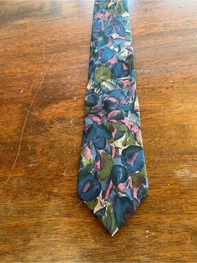 Men's Floral-Print Dress Tie in Blue, Green & Pink
